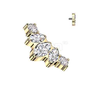 Implant Grade Titanium Internally Threaded Marquise and Round CZ Fan Top - Image 3
