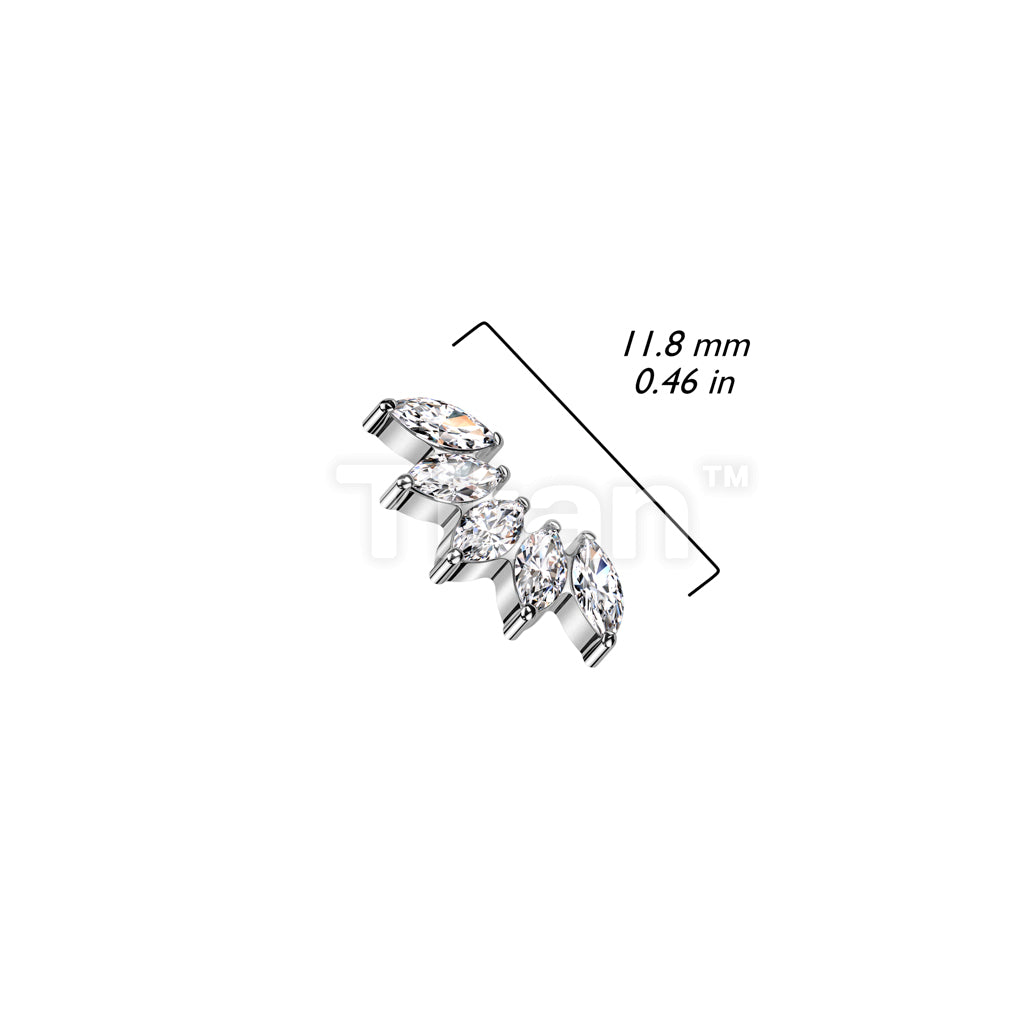 Implant Grade Titanium Internally Threaded 5 Marquise CZ Fan Top - Image 4