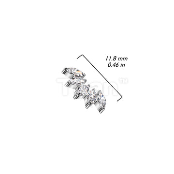 Implant Grade Titanium Internally Threaded 5 Marquise CZ Fan Top - Image 4