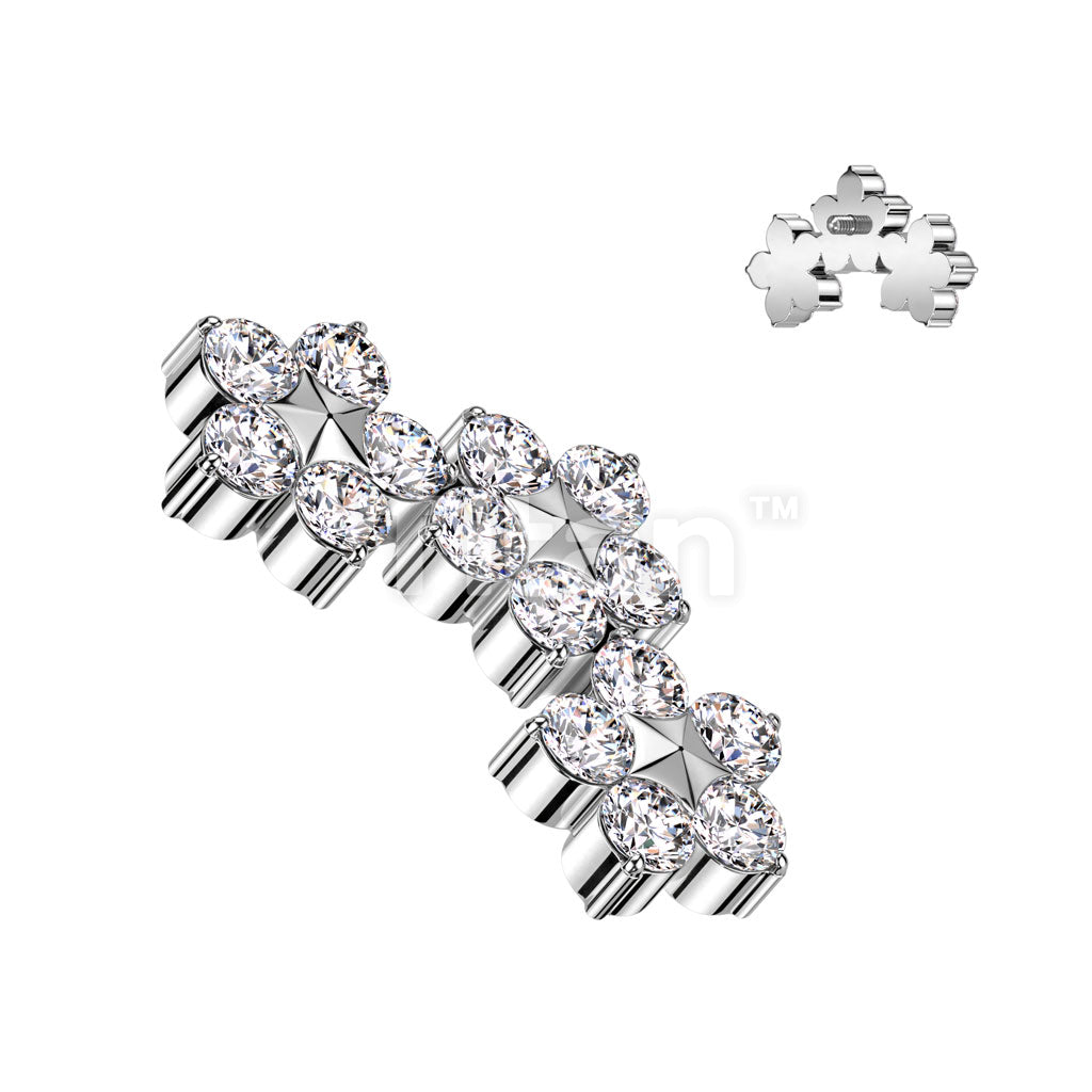 Implant Grade Titanium Internally Threaded Triple CZ Flower Top - Image 2