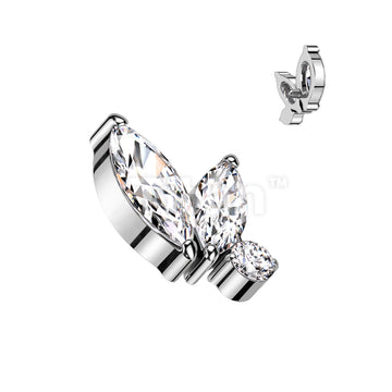 Implant Grade Titanium Internally Threaded Double Marquise and Round CZ Top - Image 2