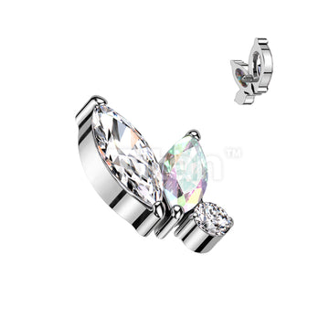 Implant Grade Titanium Internally Threaded Double Marquise and Round CZ Top - Image 3