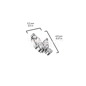 Implant Grade Titanium Internally Threaded Double Marquise and Round CZ Top - Image 5