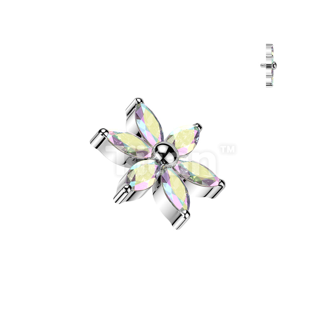 Titanium Internally Threaded 6 Marquise CZ Flower Top - Image 2