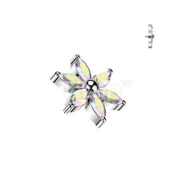 Titanium Internally Threaded 6 Marquise CZ Flower Top - Image 2