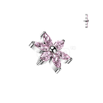 Titanium Internally Threaded 6 Marquise CZ Flower Top - Image 5