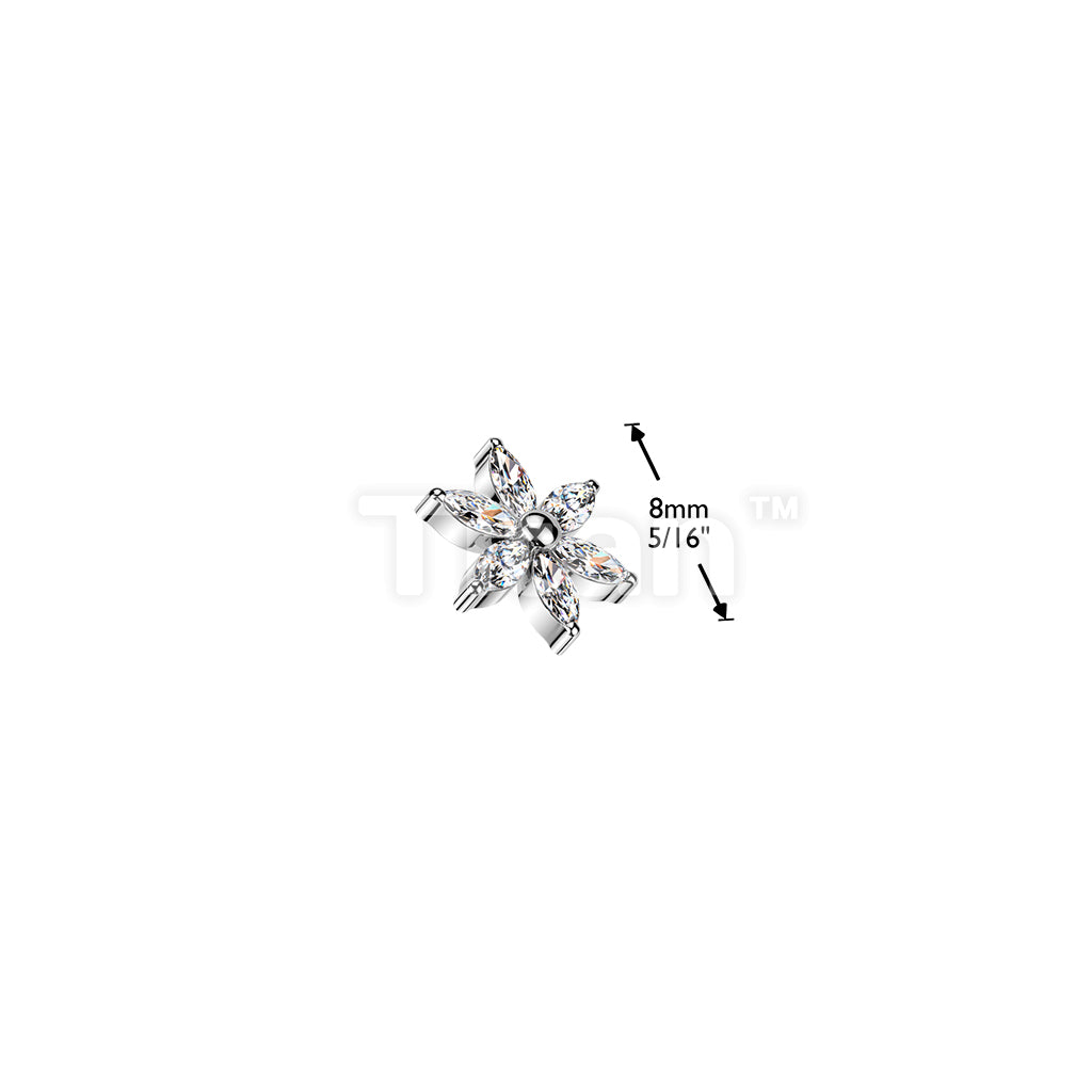 Titanium Internally Threaded 6 Marquise CZ Flower Top - Image 6