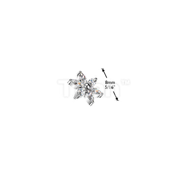 Titanium Internally Threaded 6 Marquise CZ Flower Top - Image 6