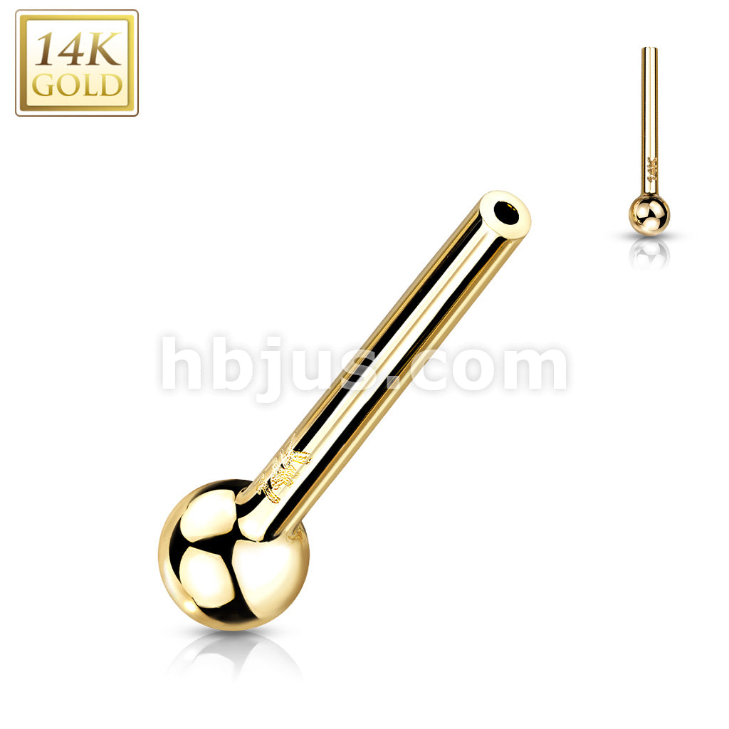 14KT  Gold 14K Gold Threadless Push In Barbell Pins With One Fixed Ball - Image 4