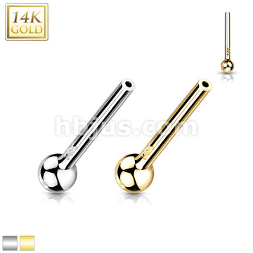 14KT  Gold 14K Gold Threadless Push In Barbell Pins With One Fixed Ball - Image 2