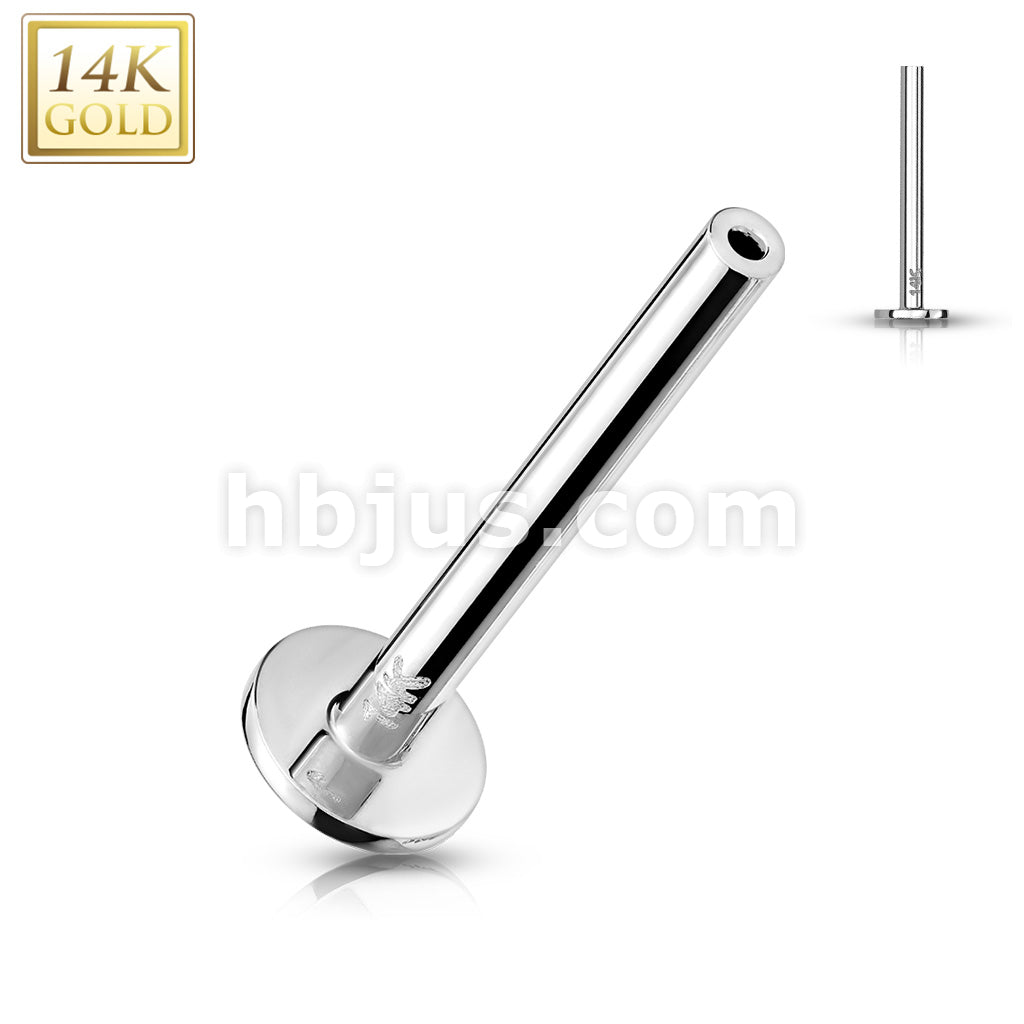 14K Gold Threadless Push In Labret, Flat Back Stud Pins - Image 3