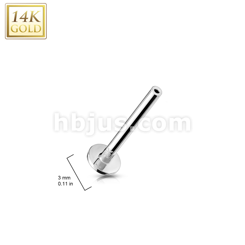 14KT  Gold 14K Gold Threadless Push In Labret, Flat Back Stud Pins - Image 5