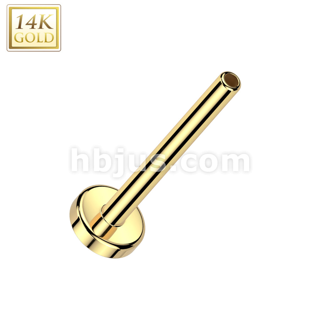 14KT  Gold 14K Gold 20 Guage Threadless Push In Flat Back Nose Stud Post - Image 2