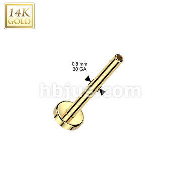 14KT  Gold 14K Gold 20 Guage Threadless Push In Flat Back Nose Stud Post - Image 3