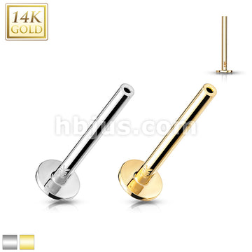 14KT  Gold 14K Gold Threadless Push In Labret, Flat Back Stud Pins - Image 2