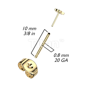Implant Grade Titanium Threadless 20ga Push In Earring Stud Post - Image 4