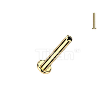 24K Gold PVD Titanium Threadless Push In 2.5mm Base Flat Back Labret Stud - Image 2
