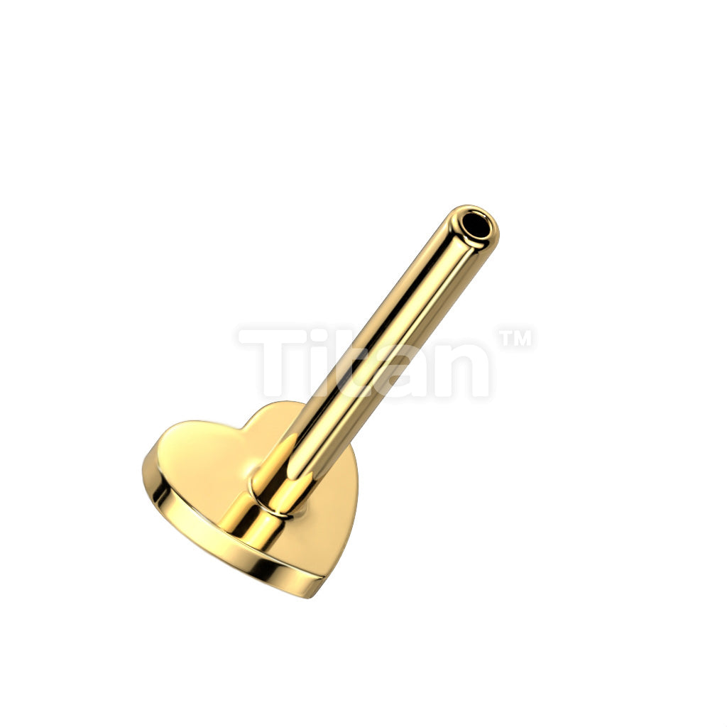 Implant Grade Titanium Threadless Push In Flat Back Labret Pin With Heart Shaped Base - Image 2