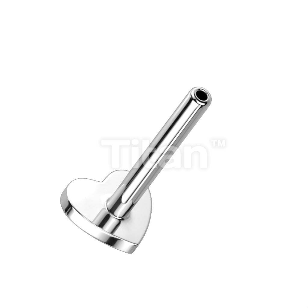 Implant Grade Titanium Threadless Push In Flat Back Labret Pin With Heart Shaped Base - Image 3