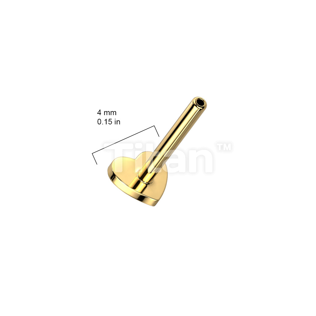 Implant Grade Titanium Threadless Push In Flat Back Labret Pin With Heart Shaped Base - Image 4