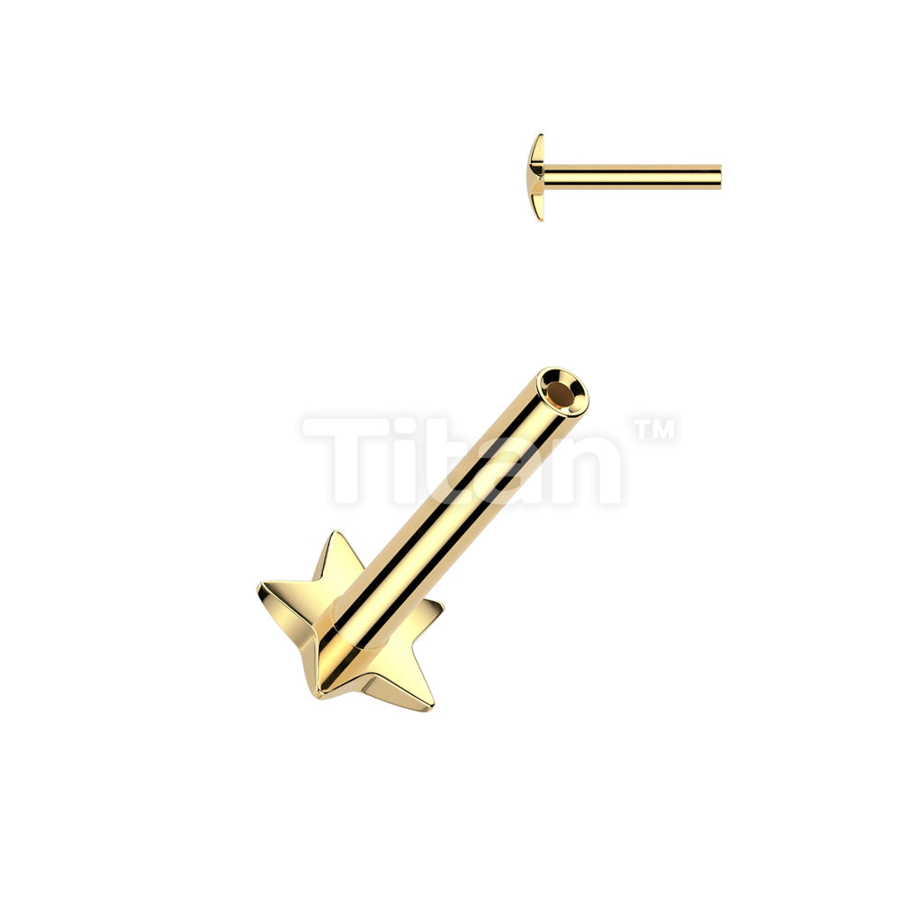 Implant Grade Titanium Threadless Push In Convex Star Base Labret Pin - Image 2
