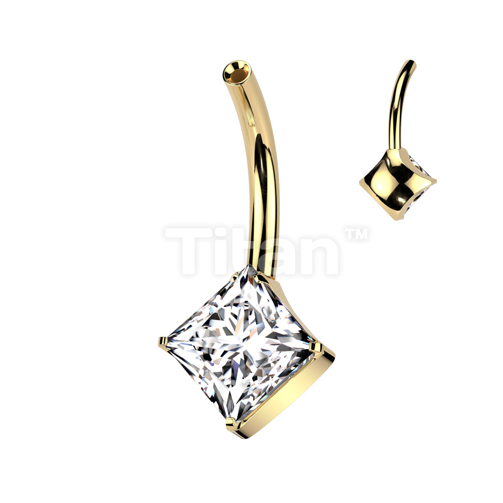 Implant Grade Titanium Threadless Push In Belly Button Pin With One Fixed Prong Set Dia CZ - Image 3