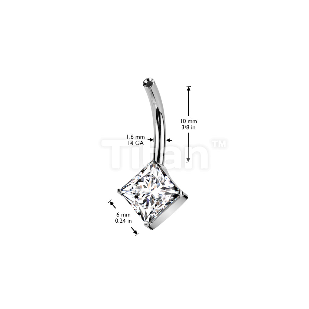 Implant Grade Titanium Threadless Push In Belly Button Pin With One Fixed Prong Set Dia CZ - Image 4