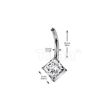 Implant Grade Titanium Threadless Push In Belly Button Pin With One Fixed Prong Set Dia CZ - Image 4