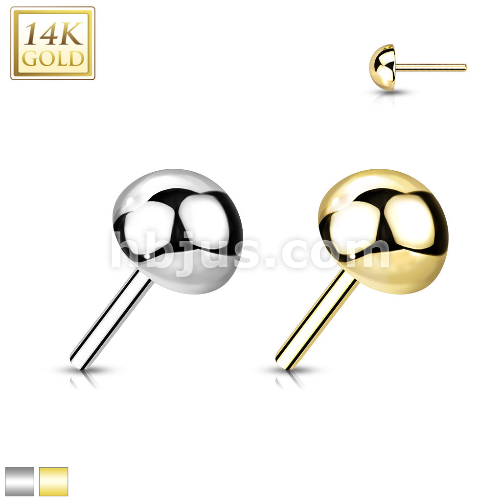 14KT  Gold 14K Gold Threadless Push In Dome Top - Image 2