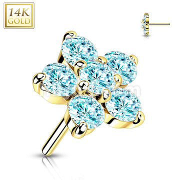 14KT  Gold 14K Gold Threadless Push-In Zircon set Flower Tops - Image 8