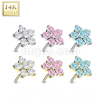 14KT  Gold 14K Gold Threadless Push-In Zircon set Flower Tops - Image 9