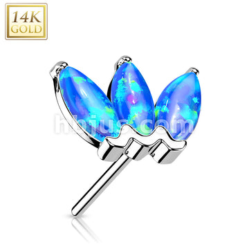 14KT  Gold 14K Gold Threadless Push In Triple Marquise Opal Top - Image 3