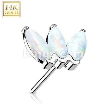 14K Gold Threadless Push In Triple Marquise Opal Top - Image 4