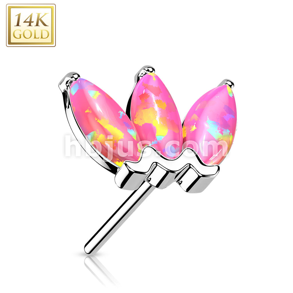 14K Gold Threadless Push In Triple Marquise Opal Top - Image 5