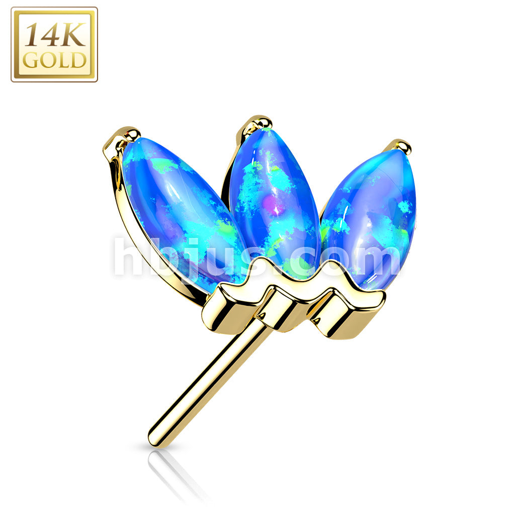 14KT  Gold 14K Gold Threadless Push In Triple Marquise Opal Top - Image 7