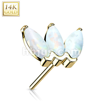 14KT  Gold 14K Gold Threadless Push In Triple Marquise Opal Top - Image 8