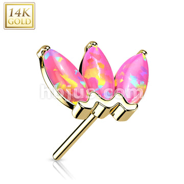 14KT  Gold 14K Gold Threadless Push In Triple Marquise Opal Top - Image 9