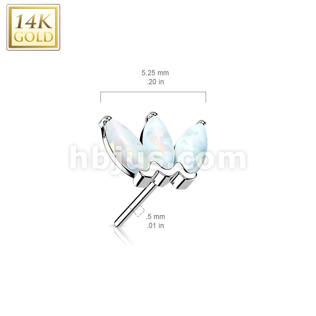 14KT  Gold 14K Gold Threadless Push In Triple Marquise Opal Top - Image 11