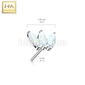 14KT  Gold 14K Gold Threadless Push In Triple Marquise Opal Top - Image 11