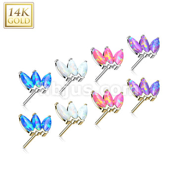 14KT  Gold 14K Gold Threadless Push In Triple Marquise Opal Top - Image 12