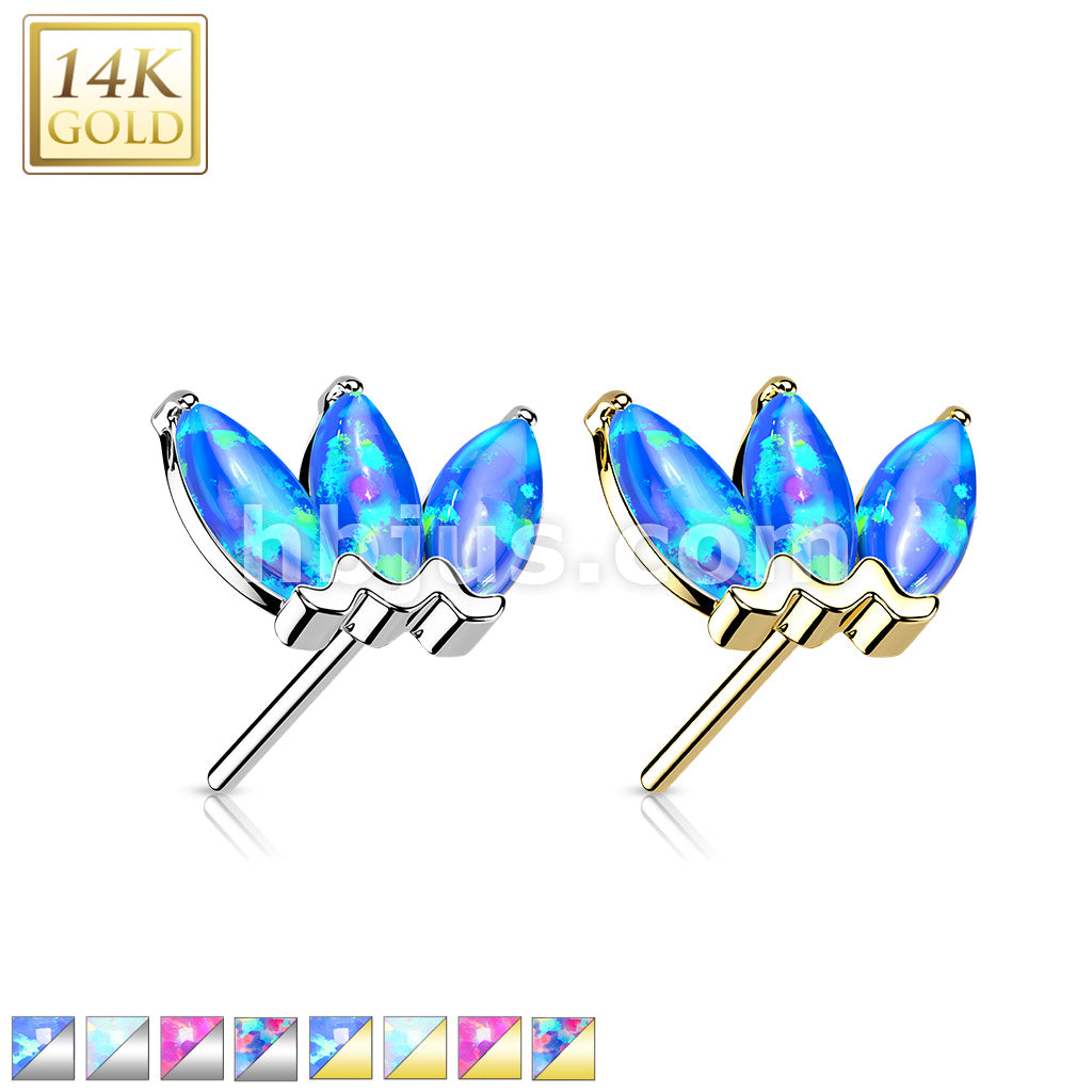14KT  Gold 14K Gold Threadless Push In Triple Marquise Opal Top - Image 2