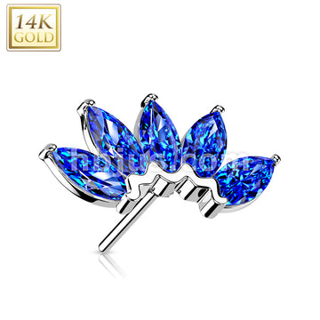 14KT  Gold 14K Gold Threadless Push In 5 Marquise CZ Fan Set Curved Top - Image 3