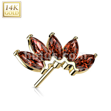14KT  Gold 14K Gold Threadless Push In 5 Marquise CZ Fan Set Curved Top - Image 12