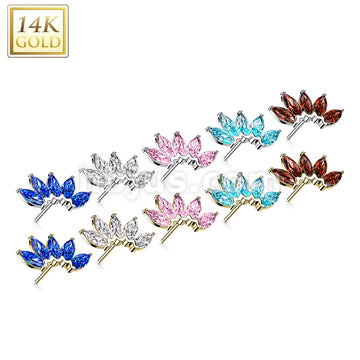 14KT  Gold 14K Gold Threadless Push In 5 Marquise CZ Fan Set Curved Top - Image 14
