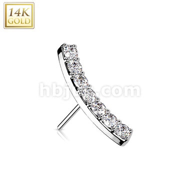 14K Gold Threadless Push In CZ Pave Curved Top - Image 3