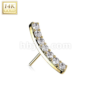 14KT  Gold 14K Gold Threadless Push In CZ Pave Curved Top - Image 4