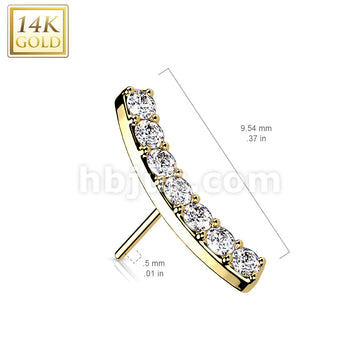 14KT  Gold 14K Gold Threadless Push In CZ Pave Curved Top - Image 5
