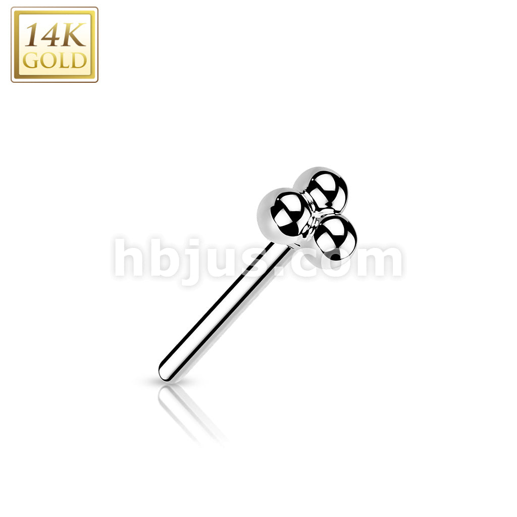 14KT  Gold 14K Gold Threadless Push In Triangular Ball Cluster Top - Image 3