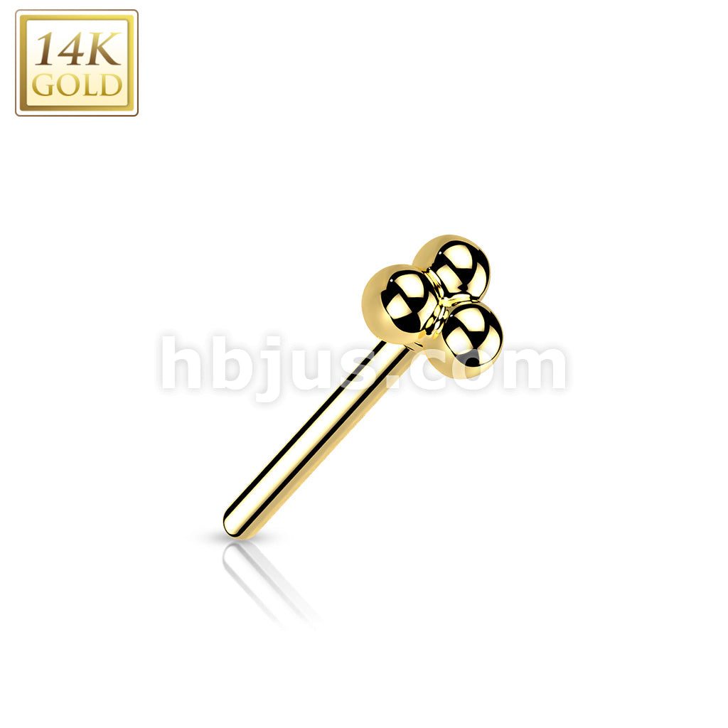 14K Gold Threadless Push In Triangular Ball Cluster Top - Image 4