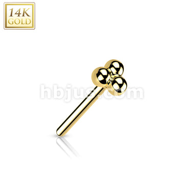 14K Gold Threadless Push In Triangular Ball Cluster Top - Image 4